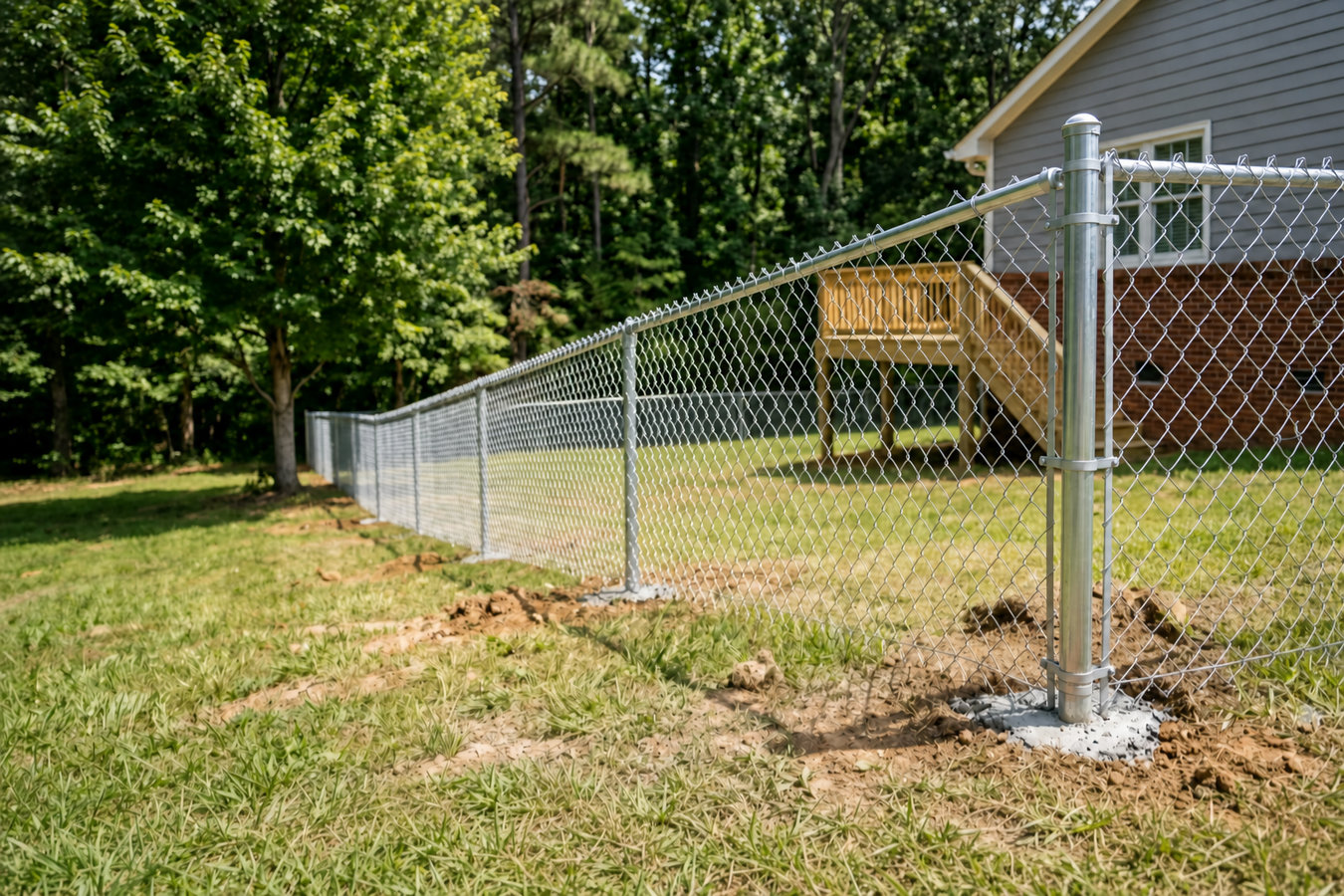 Chain link fence installation
